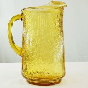 Amber Brown/Yellow Glass Water Tea Pitcher Vintage